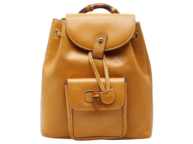 Gucci Bamboo Backpack Brown Beige