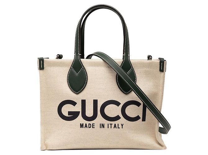 Mini mala tote com estampado de logo Gucci Marrom Bege