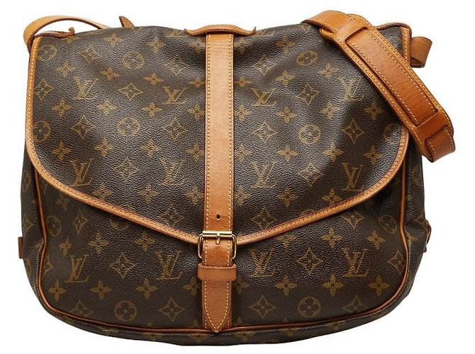 Borsa a tracolla Louis Vuitton Monogram Saumur 35 Marrone