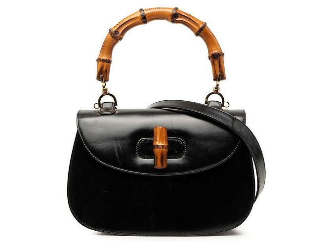 Gucci Bamboo Handtasche aus schwarzem Leder