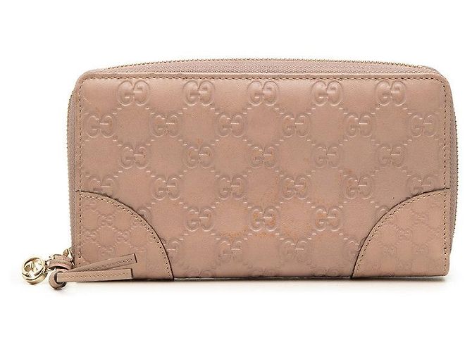 Cartera larga Gucci Guccissima con cremallera Castaño Beige