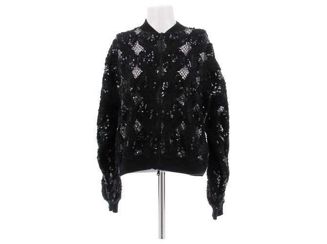Brunello Cucinelli Bomber em tecido e strass pretos