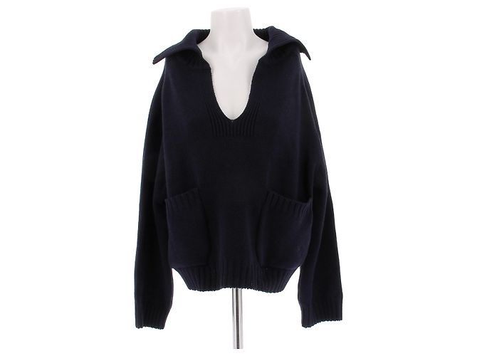 Magda Butrym Marineblauer Pullover aus Wolle und Kaschmir