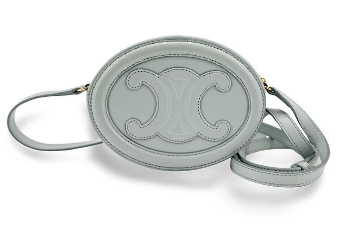 Céline Celine Triomphe Oval Leather Mini Blu
