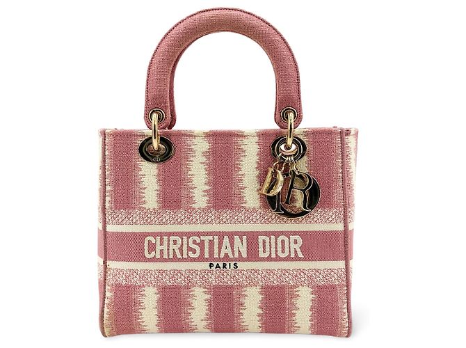 Christian Dior Lady D-Lite Canvas Ricamato Medium Rosa