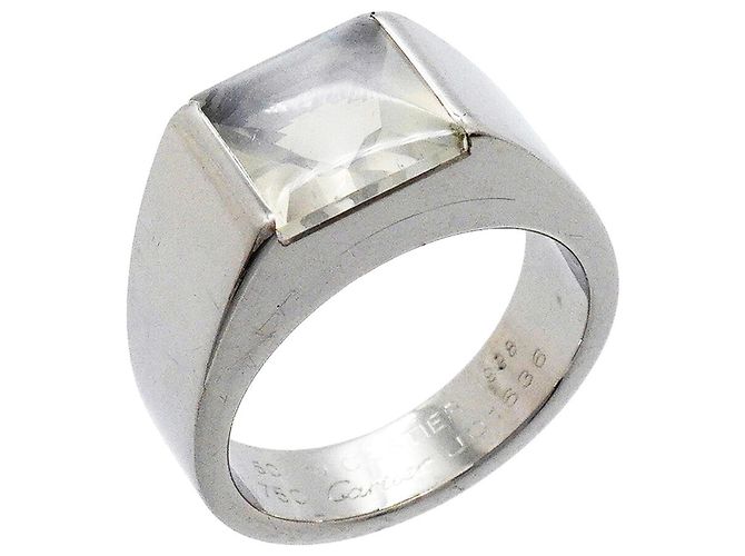 Anel Cartier Tank em ouro branco 18K com pedra da lua