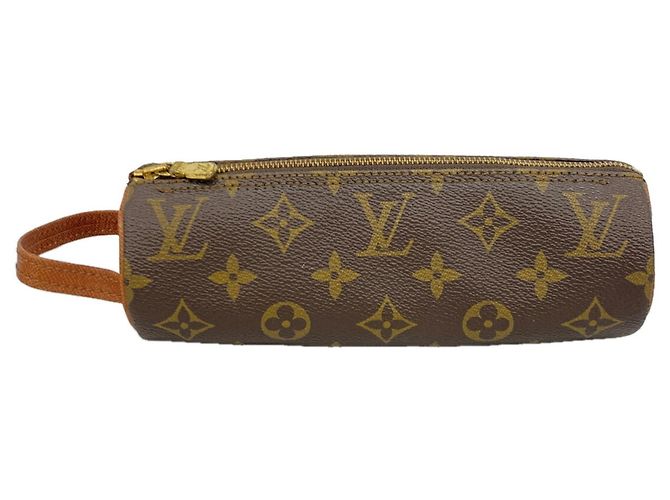 Louis Vuitton Monogram Trousse Ronde Pen Case Marrone