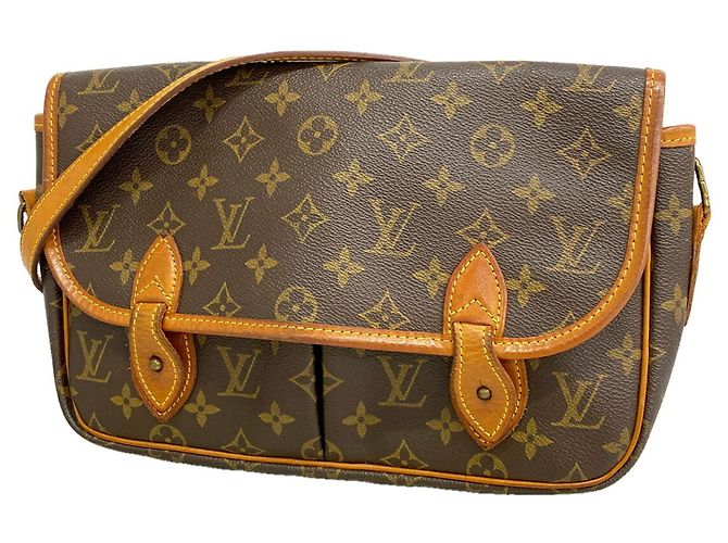 Louis Vuitton Monogram Gibeciere MM Shoulder Bag Brown