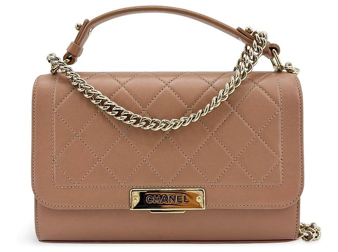 Chanel Label Click Flap Quilted Calfskin Small