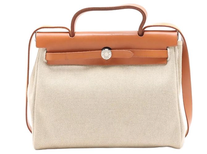 Hermès Hermes Herbag Toile and Leather PM Beige