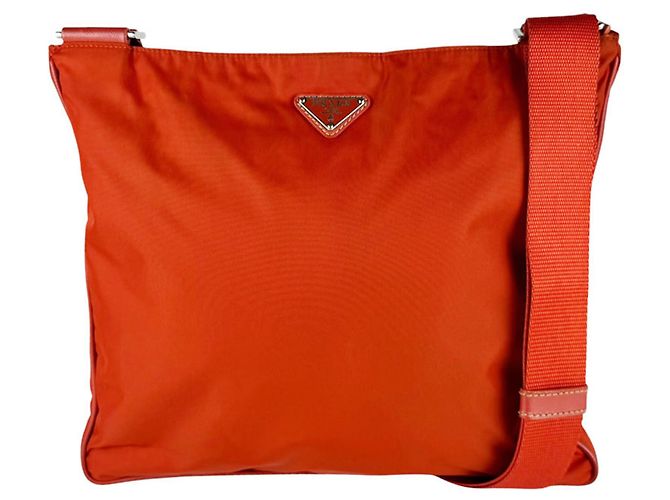 Prada Orange Nylon Shoulder Bag