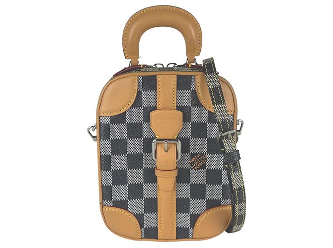 Louis Vuitton Damier Valisette Vertical Shoulder Bag Brown Black