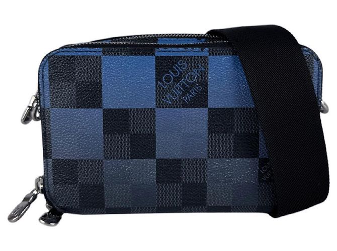 Borsa a tracolla Louis Vuitton Damier Graphite Giant Alpha Nero Blu Damier ebene