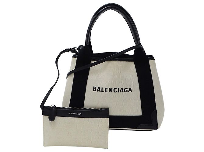Everyday Balenciaga Canvas Handtasche mit Beutel Schwarz Weiß Gelb