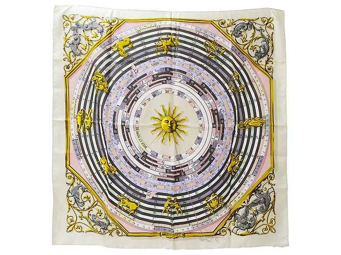 Hermès Lenço Hermes Carre 90 Astrology Bege Roxo