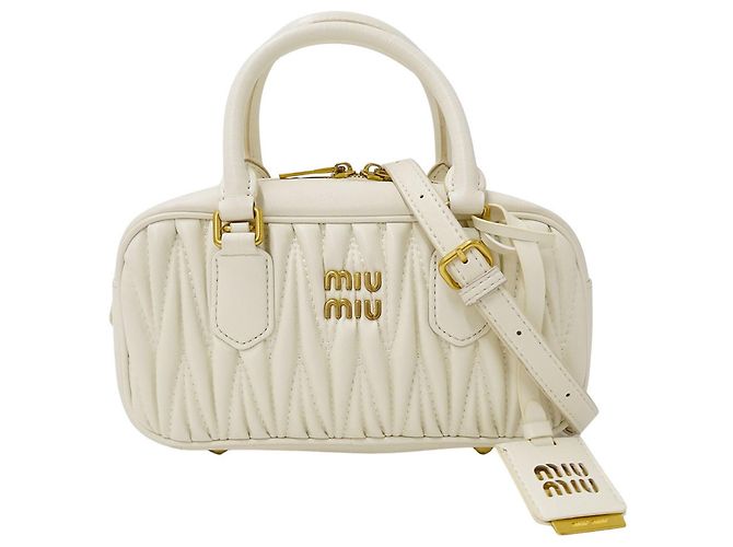 Bolsa de mão em couro Miu Miu Branco