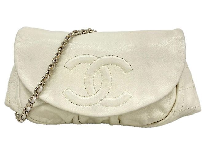 Cartera de hombro con cadena Chanel Matelassé Blanco