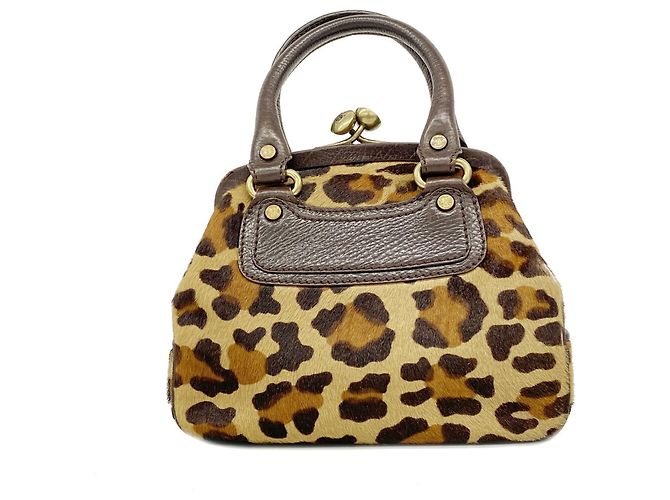 Céline Bolso Celine con estampado de leopardo Castaño