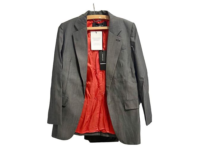 Barbara Bui Graue Jacke mit rotem Futter