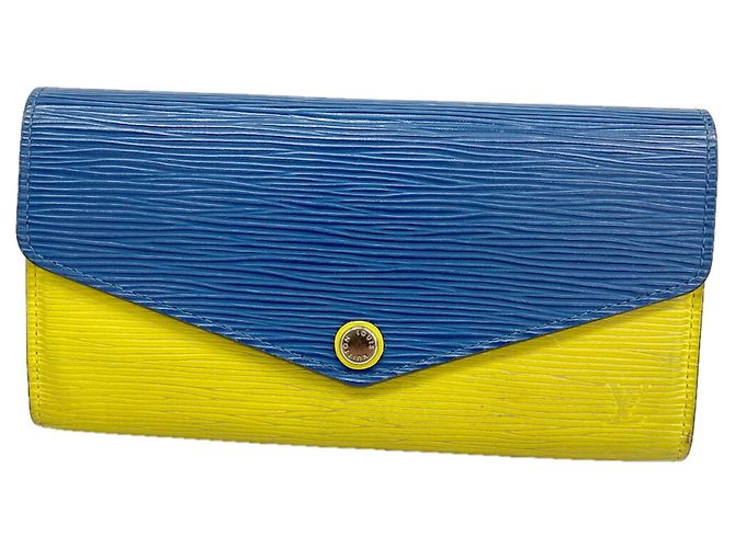 Louis Vuitton Epi Bicolor Portefeuille Sarah Long Wallet Blue