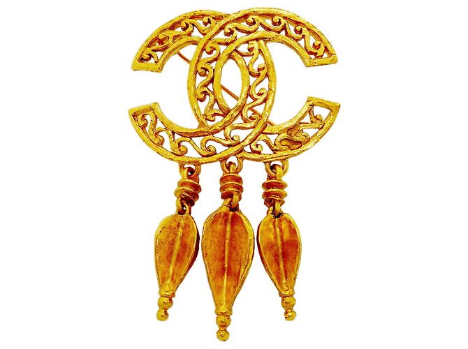 Spilla Chanel placcata in oro con logo Coco D'oro