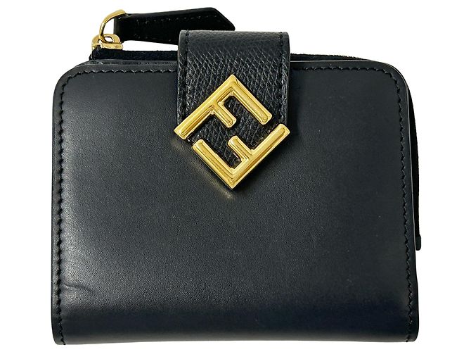 Fendi Bi-fold Leather Wallet Black