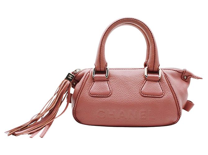 Bolsa de mão Chanel em couro rosa