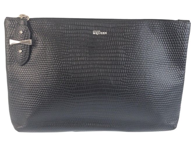 Pochette en cuir noir Alexander McQueen