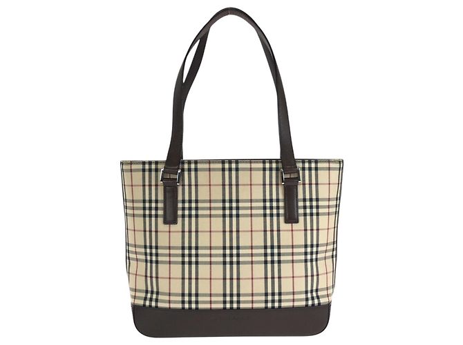 Sac cabas et épaule Burberry Check Pattern Beige Marron foncé