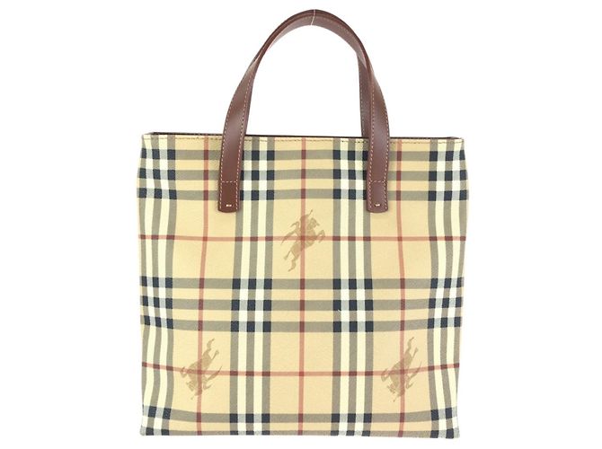 Saco Tote Burberry Nova Check Shadow Marrom Bege