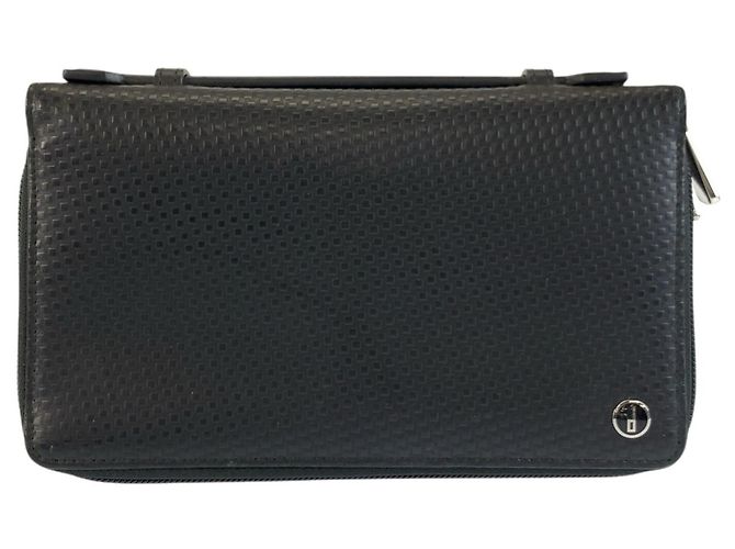 Alfred Dunhill Dunhill Micro D-Eight Black Leather Long Wallet