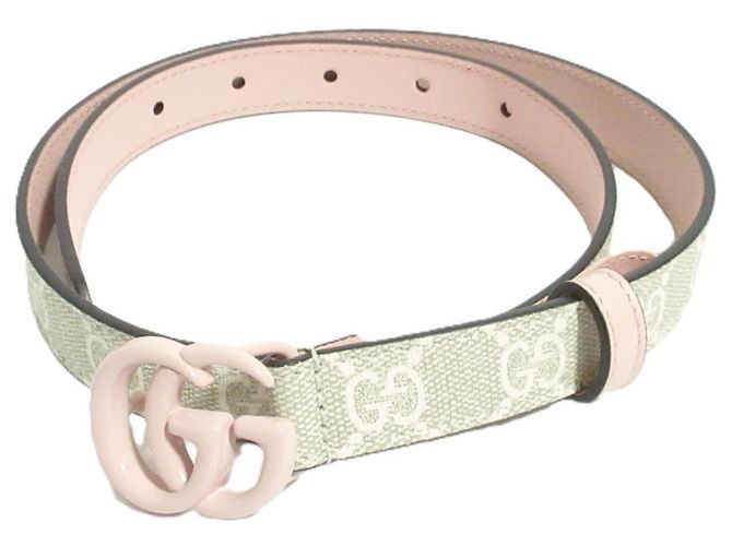 Cinturón delgado Gucci GG Supreme Marmont Rosa Beige