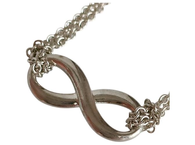Autre Marque Collar con colgante Tiffany Infinity de doble cadena Plata