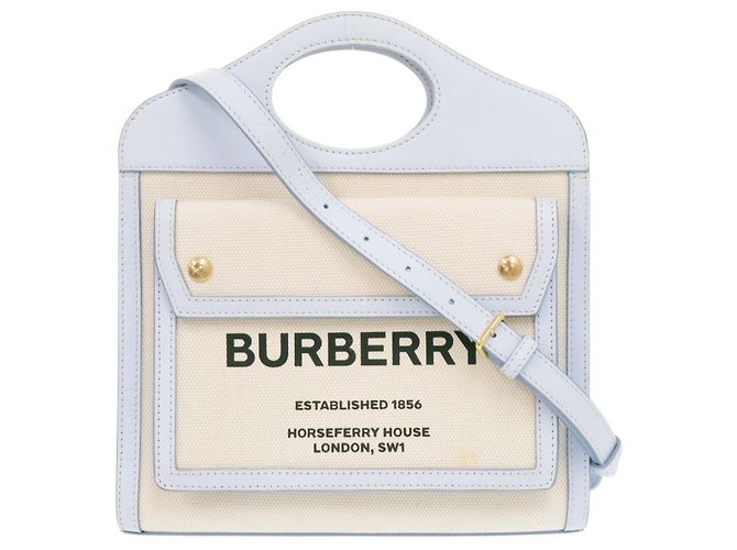 Bolsa Mini Two-Tone Pocket Burberry Bege Azul claro