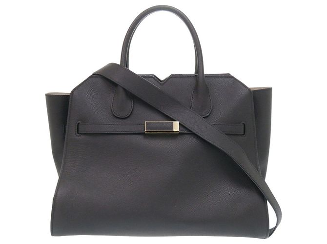 Borsa Valextra Milano Medium Borsa a mano in pelle nera 2-Way Nero