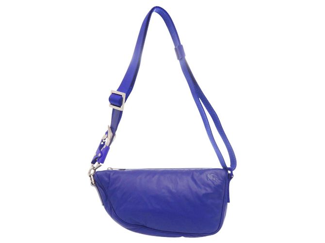 Bolsa de ombro Burberry Shield em couro e nylon azul