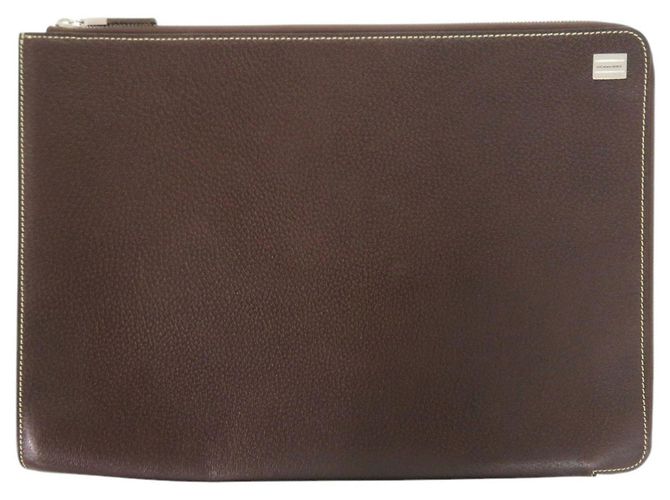 Pochette Burberry Nova Check en cuir marron