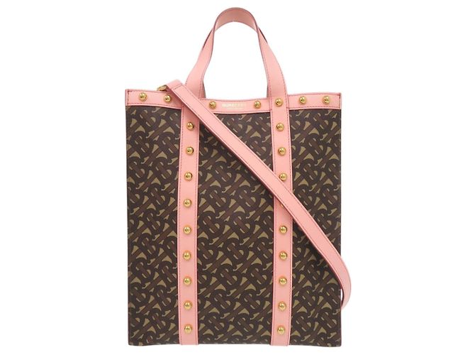 Burberry TB Monogram Leder 2-Way Tote Bag Braun Pink