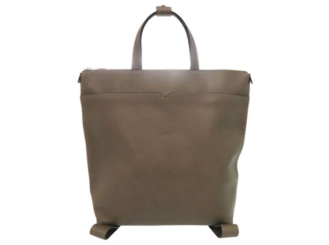 Saco Tote Valextra V-Line em couro cinza Marrom