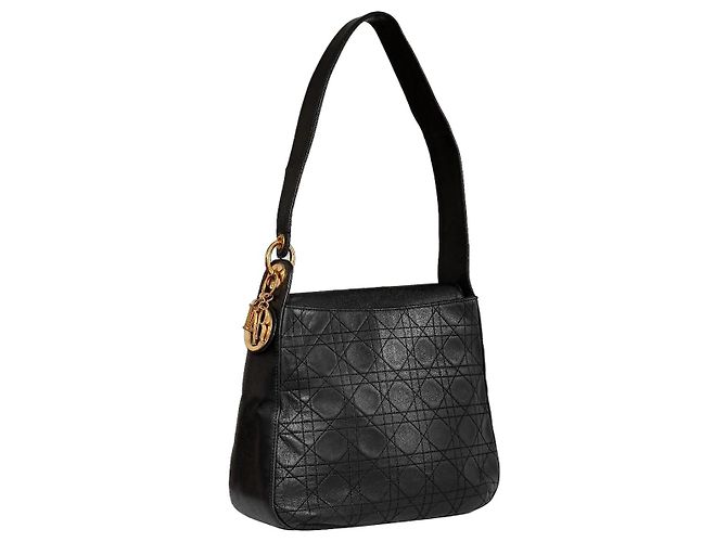 Autre Marque Borsa a tracolla Dior Cannage in pelle Nero