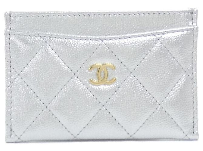 Chanel Timeless Classic Line AP0213 Card Case Silvery