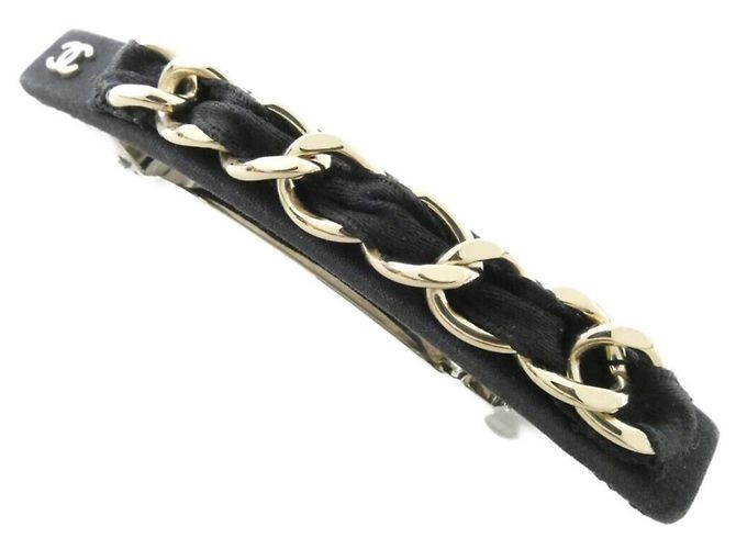 Fermi capelli in seta Chanel AAB665 Marrone Nero D'oro