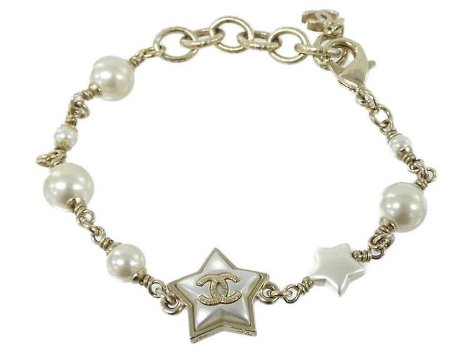 Pulseira com pingentes Chanel 99133 Branco Dourado