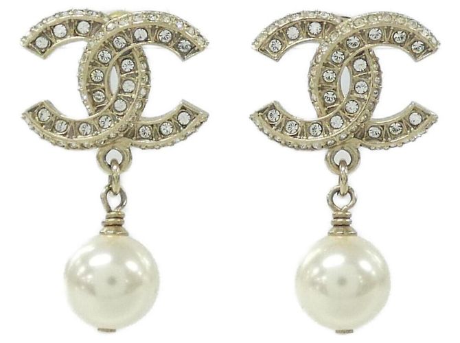 Orecchini a lobo Chanel 86506 Oro e Bianco D'oro