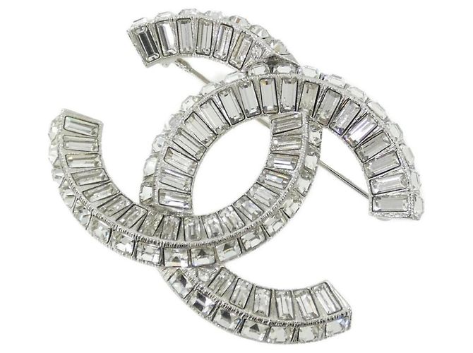 Chanel Kristall-Brosche 63085 Silber
