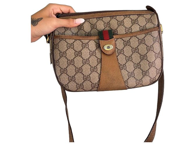 Borsa a tracolla Gucci GG Supreme Marrone Beige