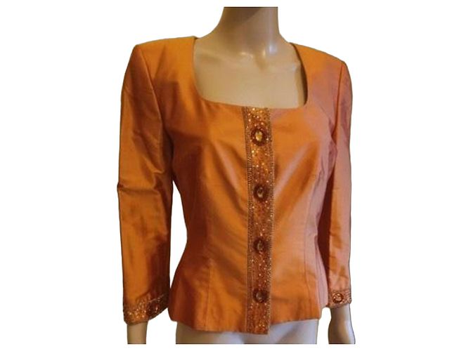 Giacca in seta decorata arancione Luisa Spagnoli