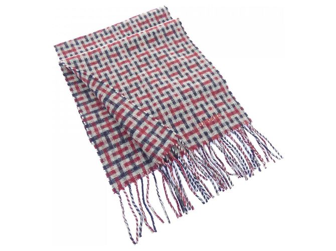 Hermès Stola Hermes Grigio, Blu Navy e Rosso Marrone