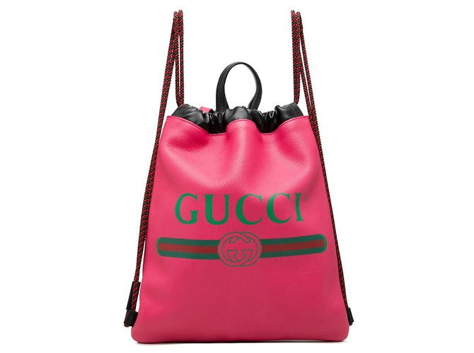 Mochila de cordón Gucci en piel rosa
