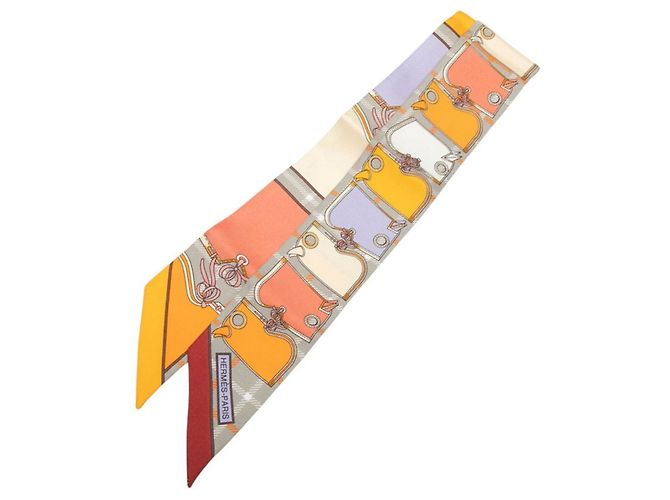Hermès Hermes Twilly Camails Seidenschal Braun Mehrfarben